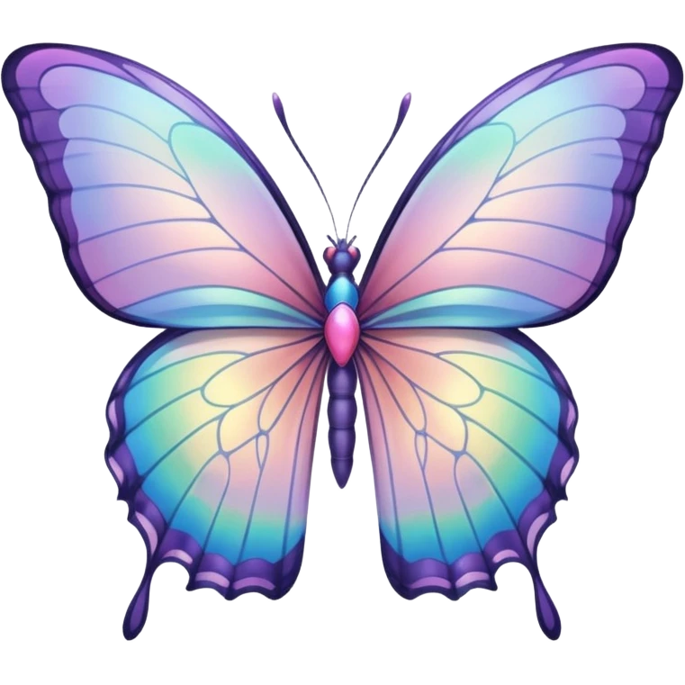 Iridescent pastel seethru  heart shaped wings of a large butterfly emoji