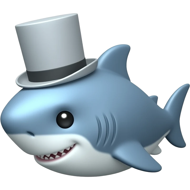 Shark with a top hat emoji
