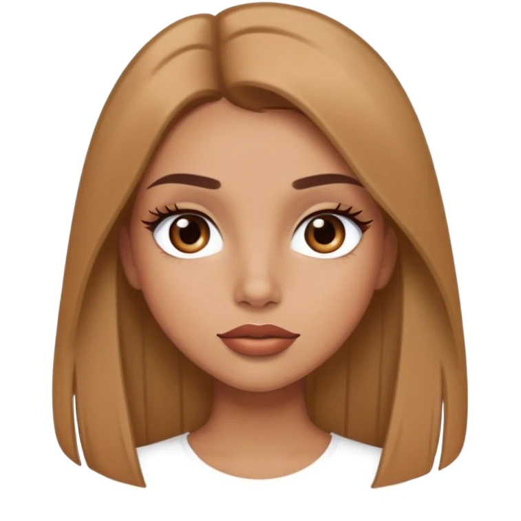 Tan girl with light brown straight hair,long lashes full lips emoji