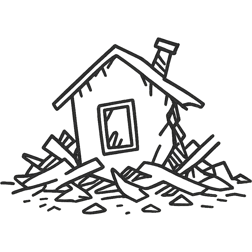 a house destroyed to the ground emoji