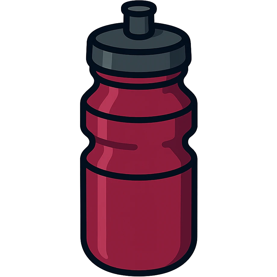 clean icon of a burgundy cycling bottle with a black cap, transparent background emoji