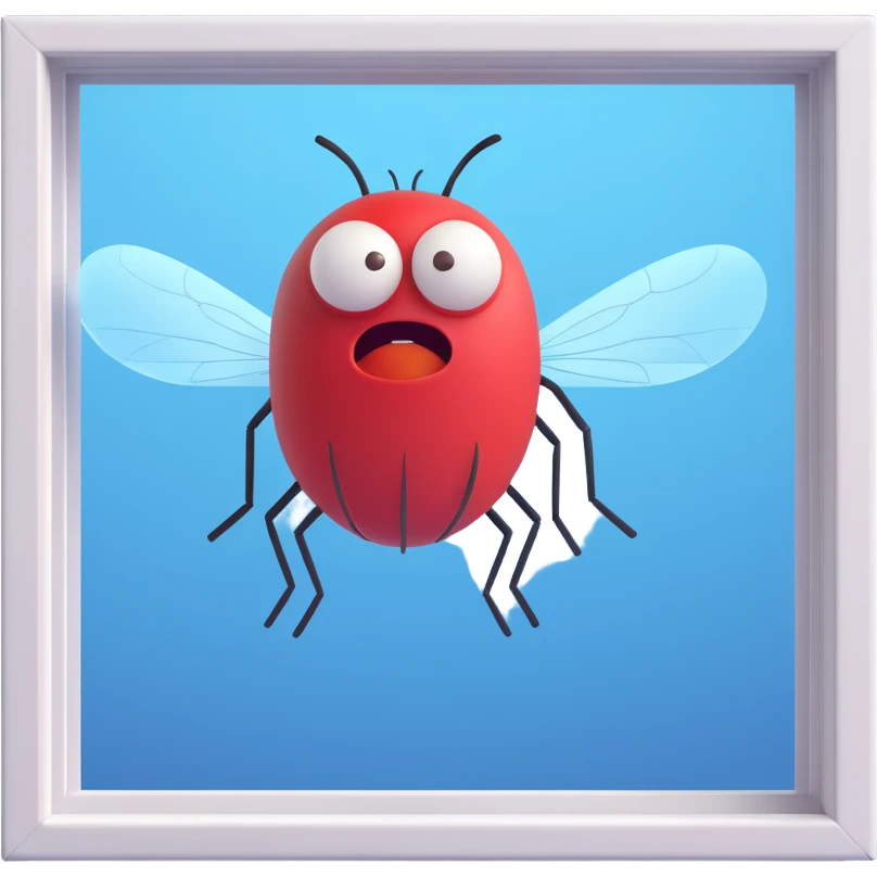 a fly on the window and angry man behind emoji