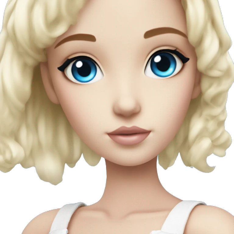 ocean blue doll eyes, blonde hair, feminine, pink, girl, angelic emoji