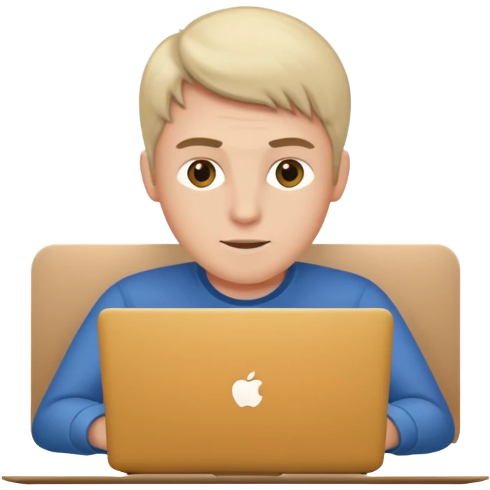 a fair man working on laptop , front view emoji