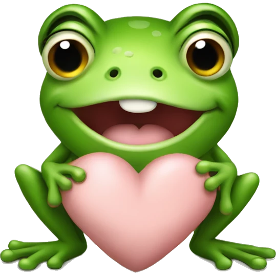 Frog show some love for pig emoji