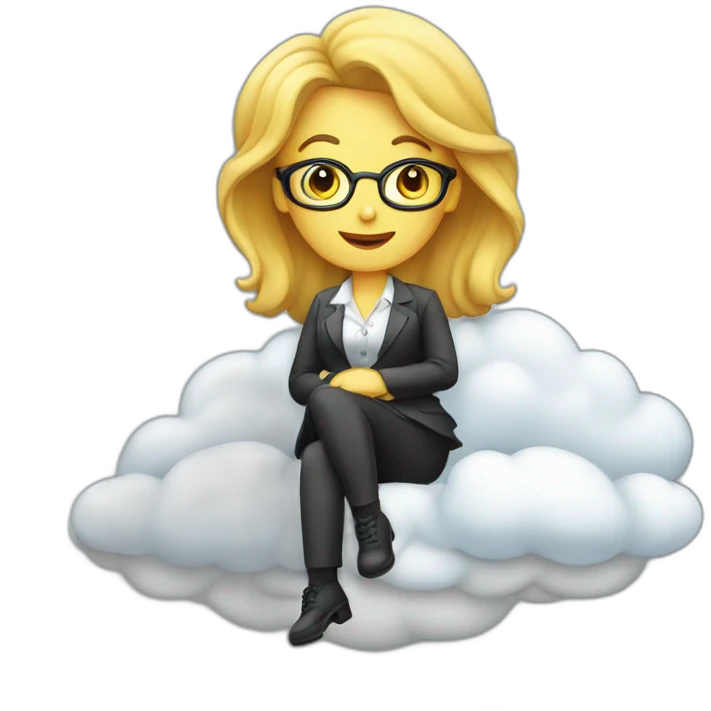 secretary sitting on top of the cloud emoji