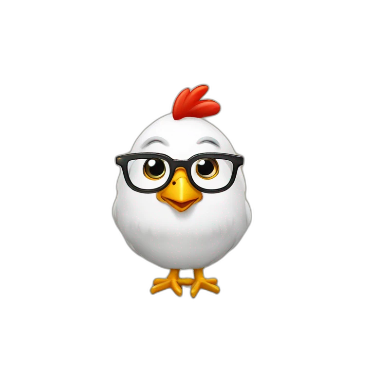 Una gallina con lentes emoji