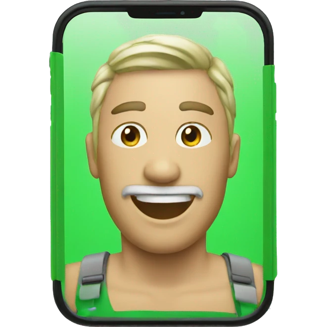 iphone with a color green screen emoji