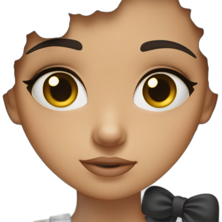  A brunette girl with black curly hair tied up and her eyes squinted emoji