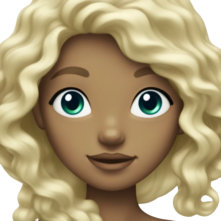 a mermaid with blonde wavy hair and green/blue eyes emoji