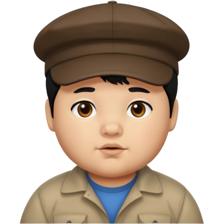 chubby boy black hair wearing cap emoji