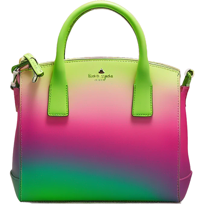 Realistic hot pink to lime green ombre Kate Spade satchel purse without strap. emoji