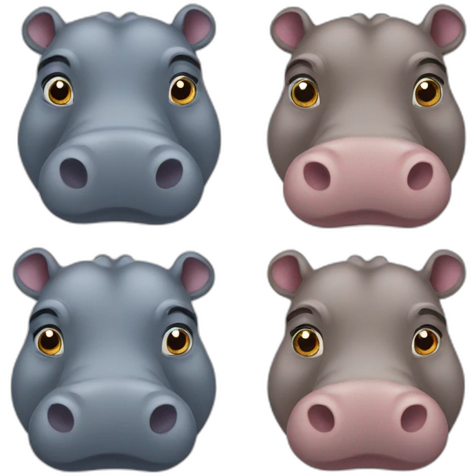 4 hippos emoji