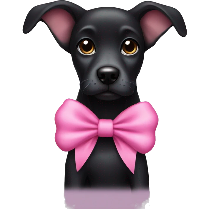 black dog with a pink bow emoji