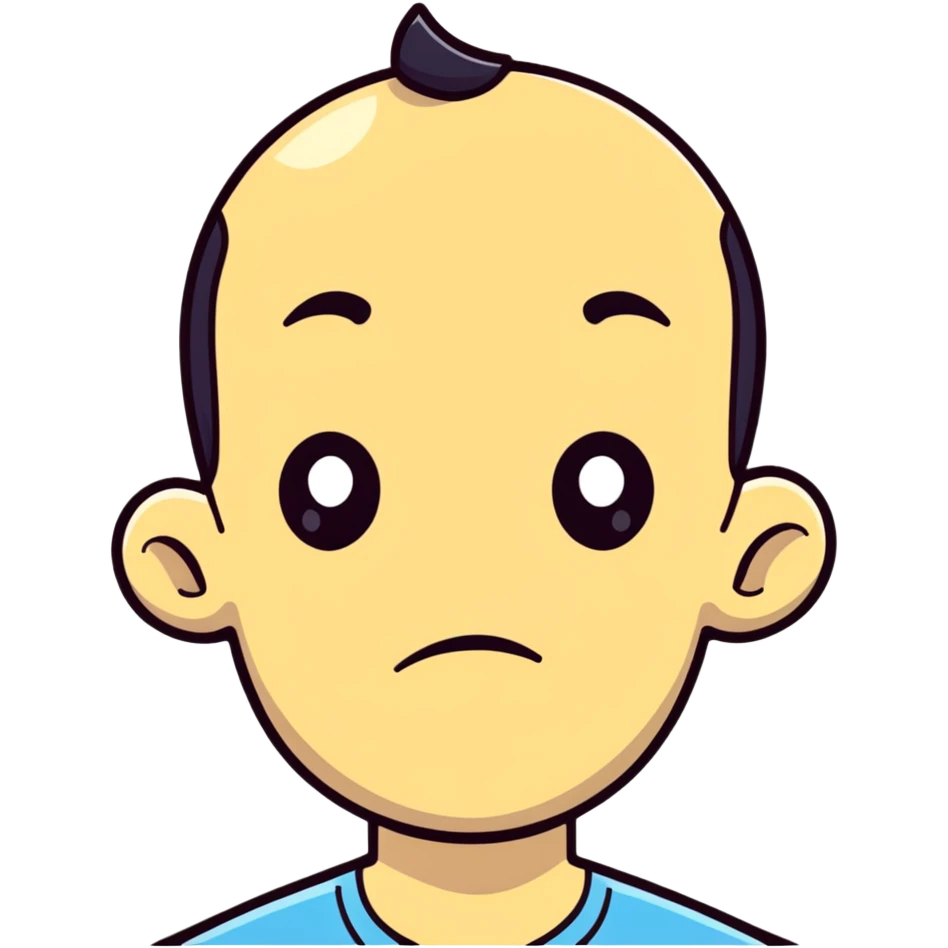 Guy with oversized forehead, comedic character, cartoonish male emoji