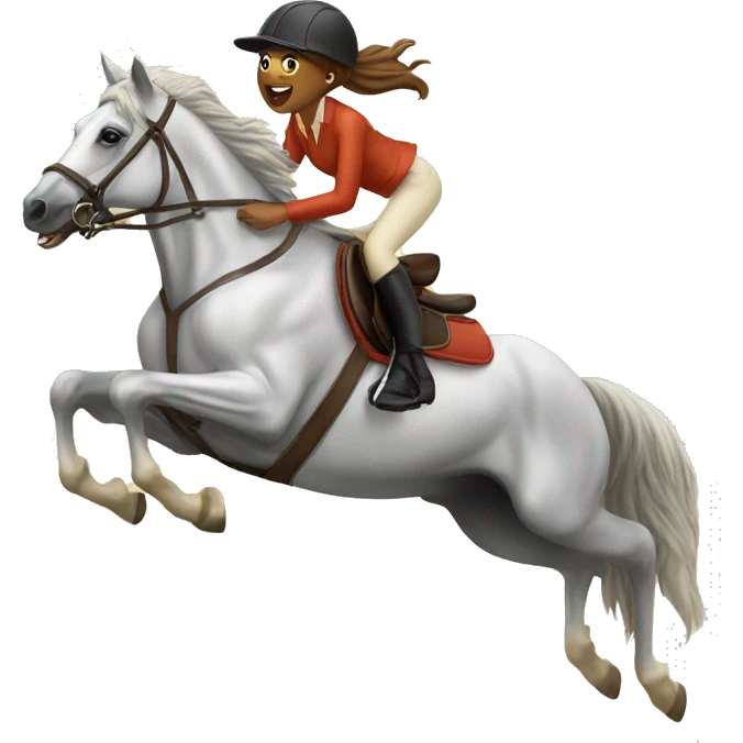 Horse and girl jumping jump emoji