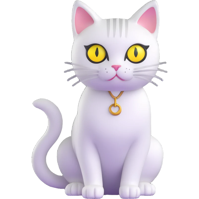 Pure white cat with yellow eyes emoji