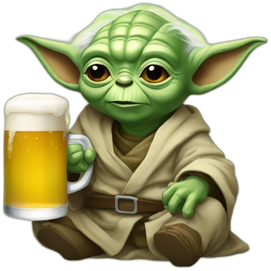 Yoda avec une bière emoji