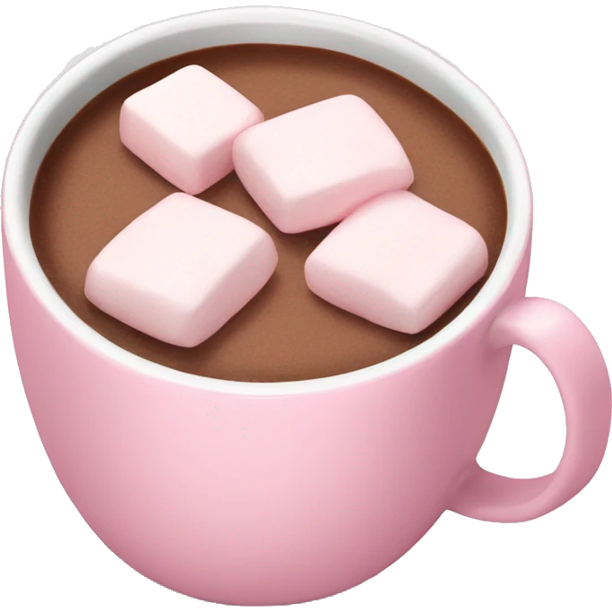 Light Pink mug of hot chocolate with marshmallows  emoji