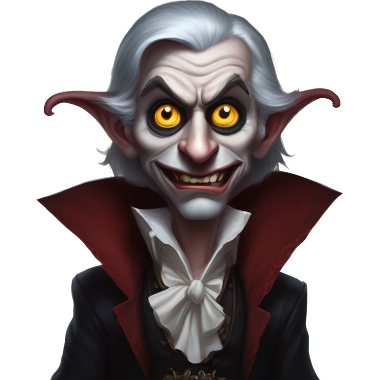 Warcraft vampire lunatic in Uncle Scrooge style, oil paint, mysterious eyes, intricate lips, masterpiece pose, odd perspective, beautiful, desirable, logical emoji