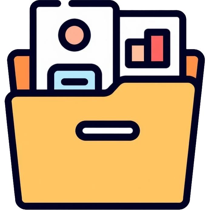 Portfolio folder with resume and charts emoji