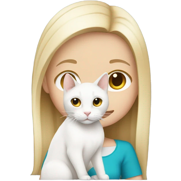 An ash Blonde white girl holding a white cat emoji