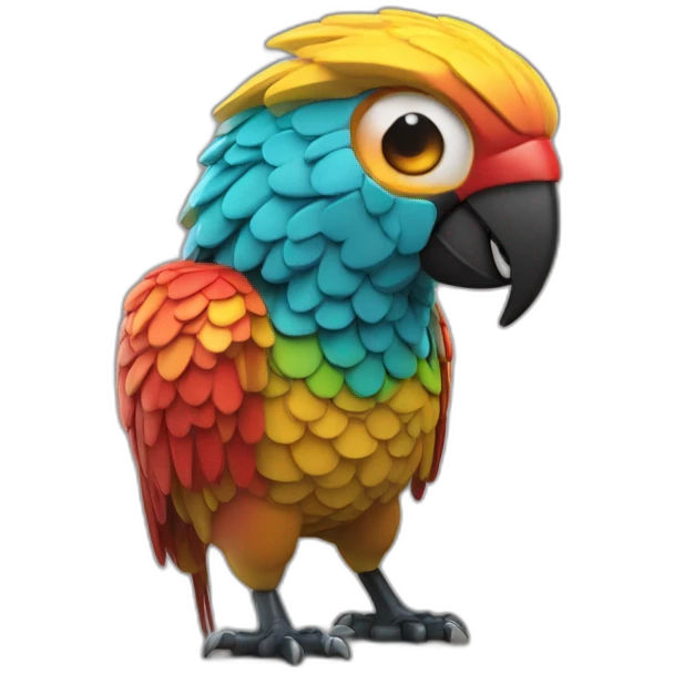 3d sphere with a cartoon Parrot skin texture with big courageous eyes emoji
