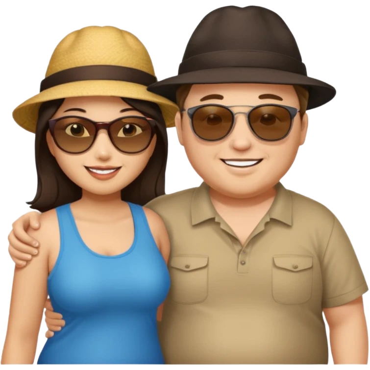 fat brunette white guy with fat brunette asian girl emoji