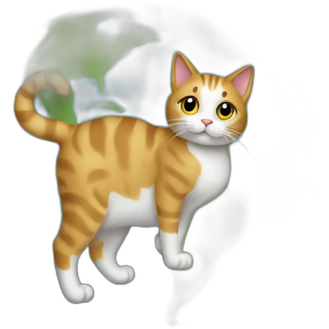 cat on top of a globe emoji