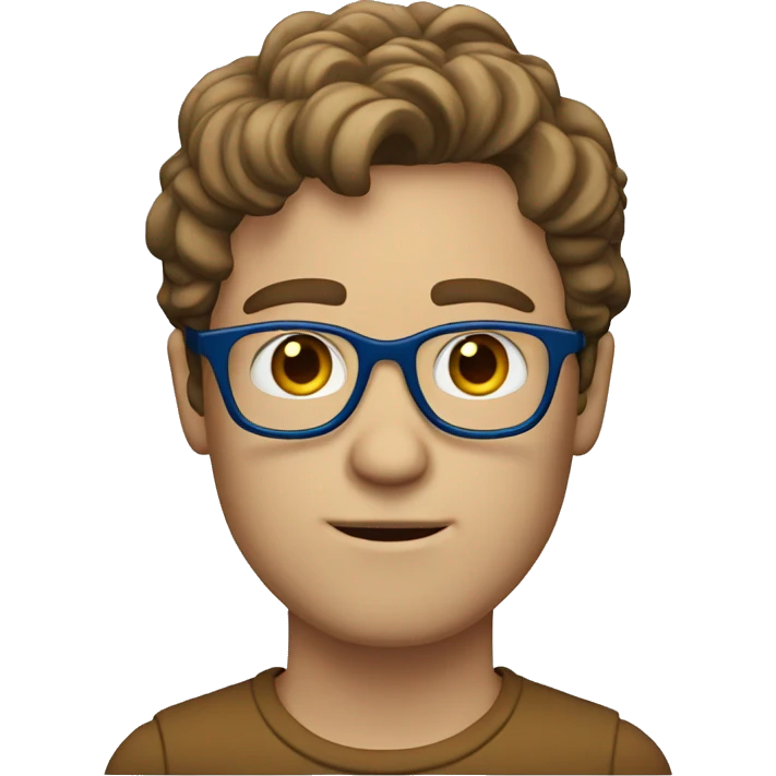 white guy with wavy short brown hair and blue glasses emoji