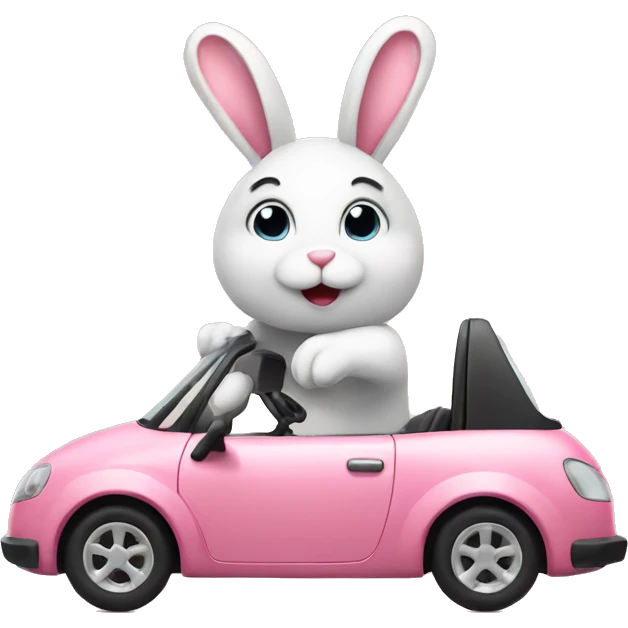 Bunny driving a car in love emoji