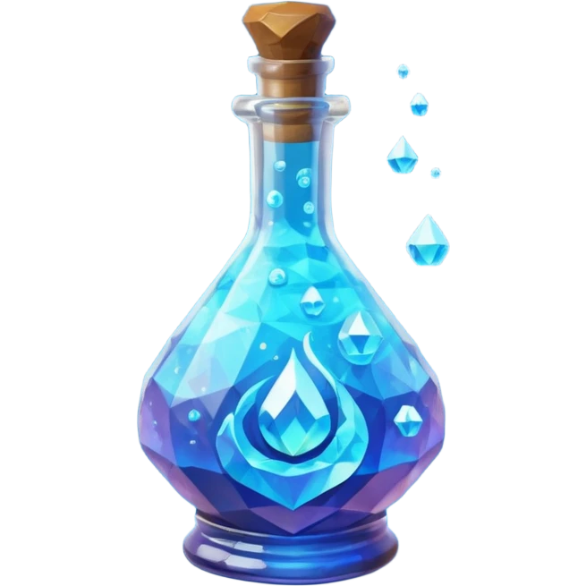 Blue Magic Fantasy Potion, Glass Low Poly emoji