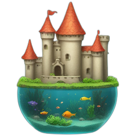 Aquarium with little castle emoji