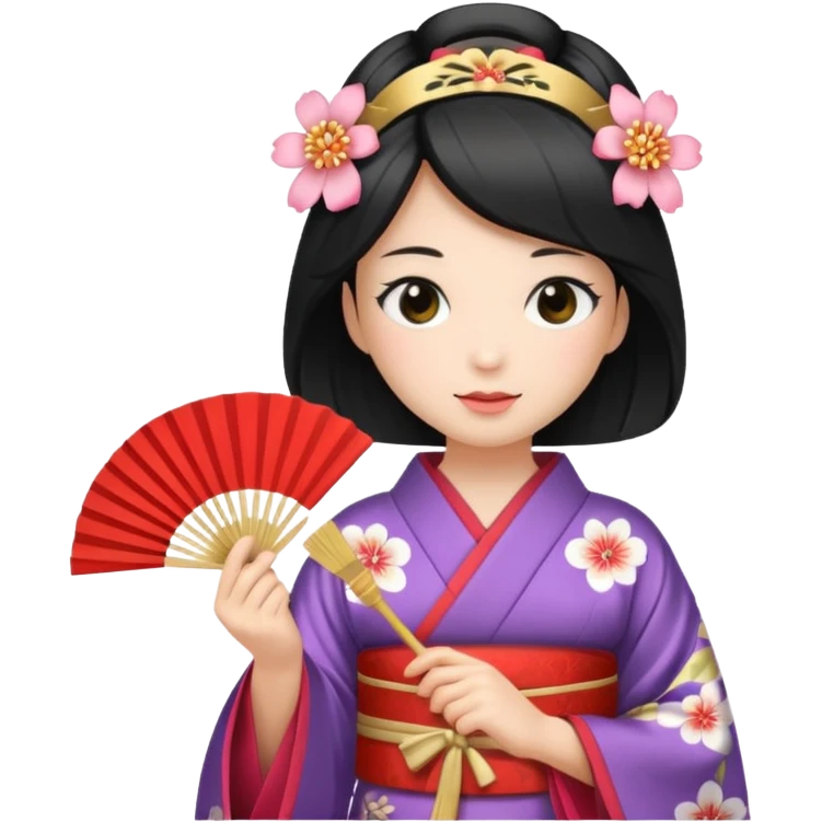 Kimono princess with fan emoji