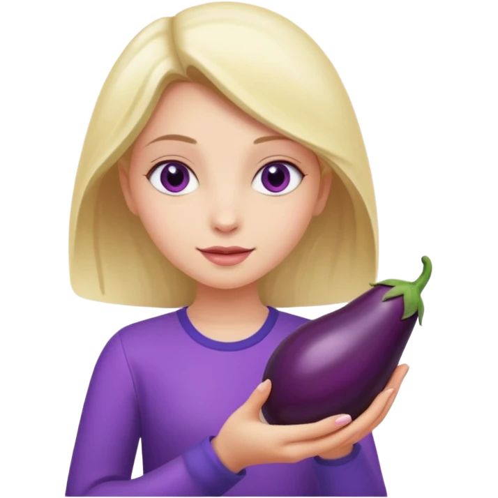 girl holding brinjal emoji