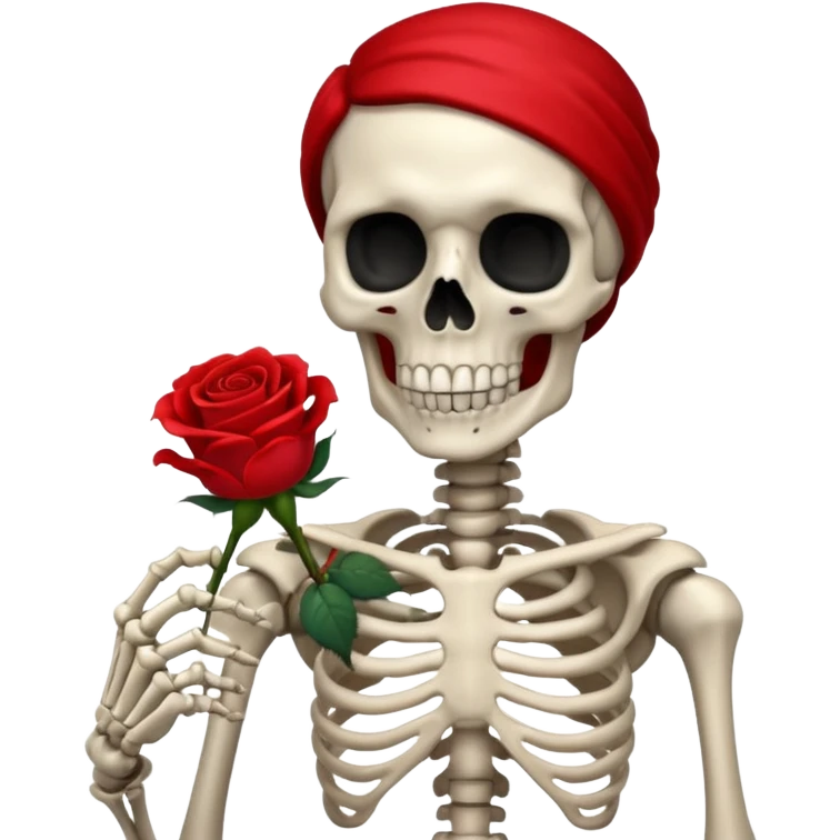 Skelton holding rose in hand  emoji