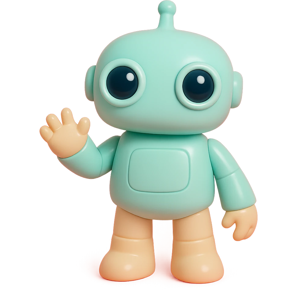 robot with big eyes, friendly pose emoji