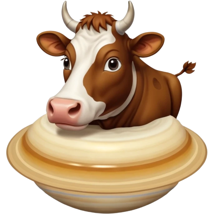 a cow and saturn but the cow head on top of saturn and human feet at the bottom emoji