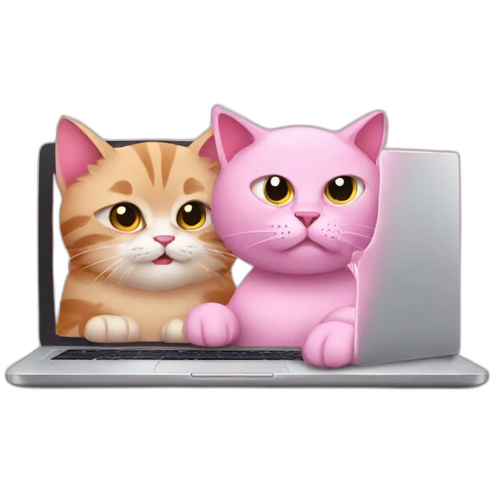 pink cat and gary laptop emoji