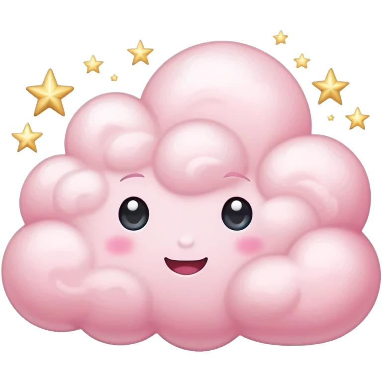 pastel pink fluffy cloud with sparkling stars emoji