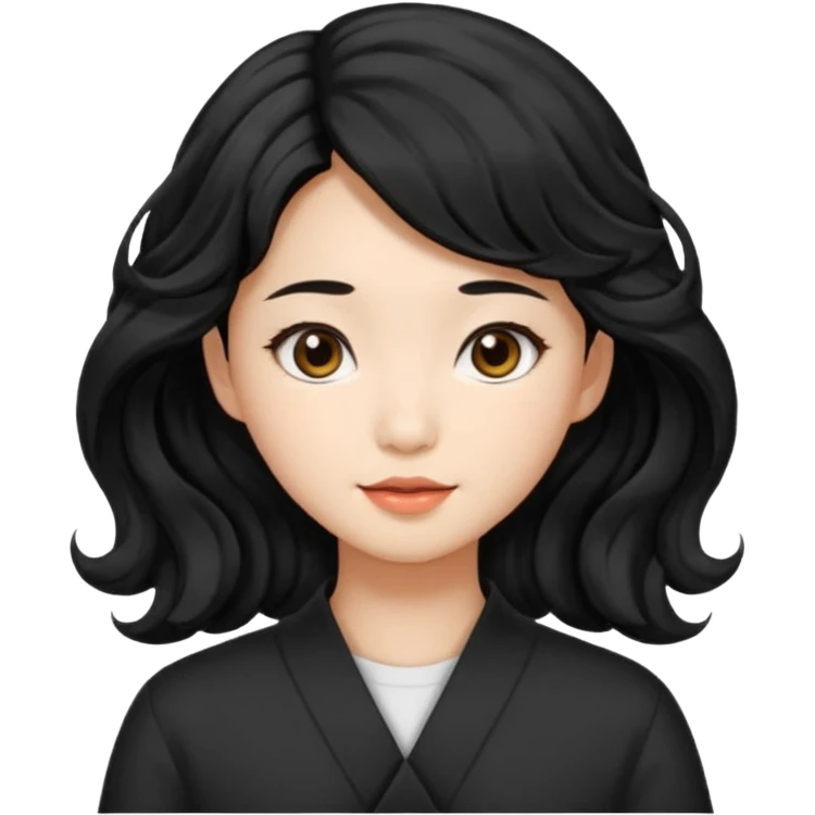 Red girly stuff asian black hair with wavy medium length emoji