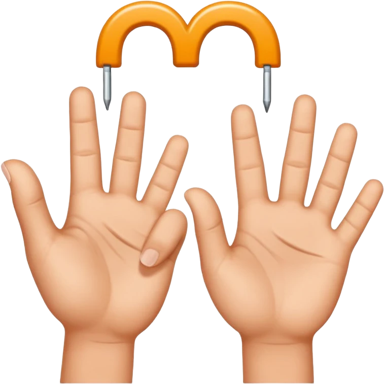 Two hands with one making a “c” and the other a “t”.. hands only use thumb and pointer fingers to create letters. The “t” goes inside the “c” and looks like it’s hanging off of it emoji