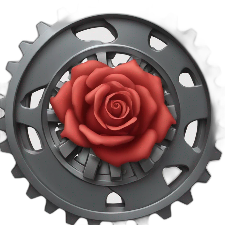 Red Rose inside mechanical gear emoji