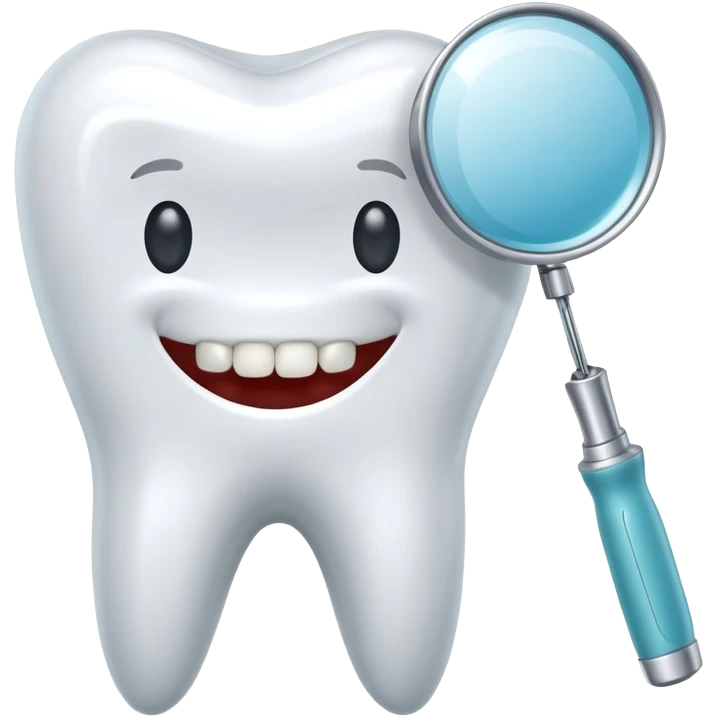 tooth with a small drill and dental mirror, representing root canal treatment emoji