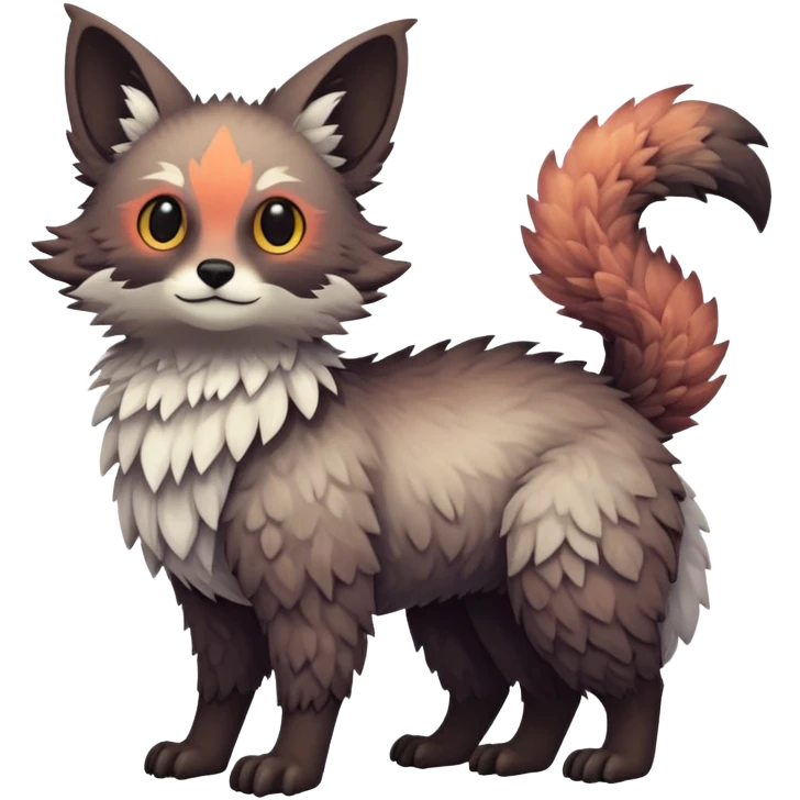 lush warm-colored Fakémon-Trico-creature (full body) emoji