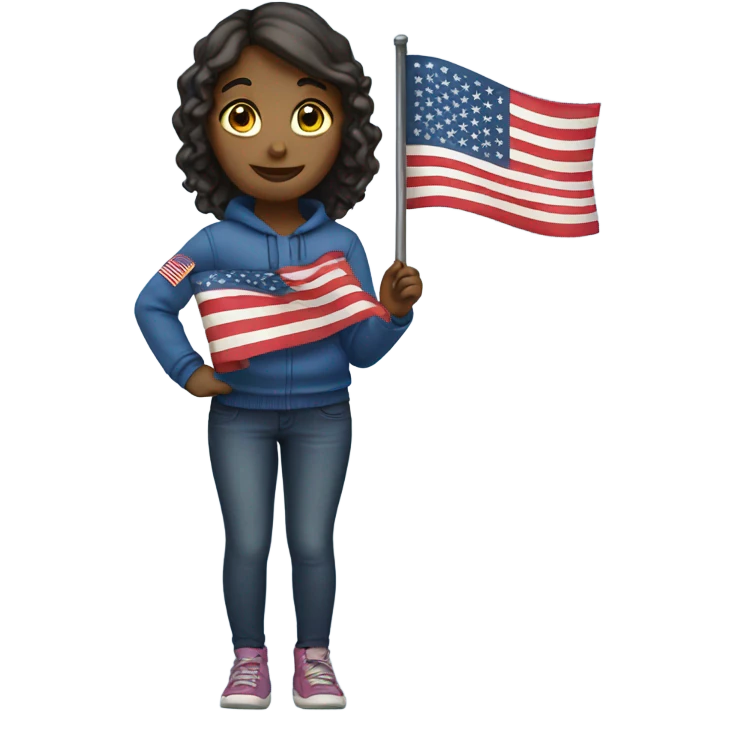 Girl with American flag emoji