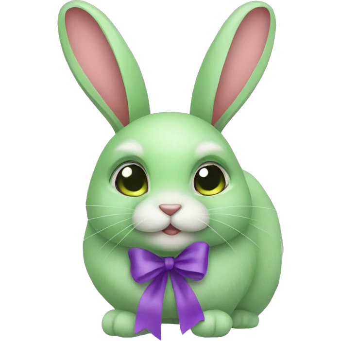 Female green rabbit with a purple bow emoji