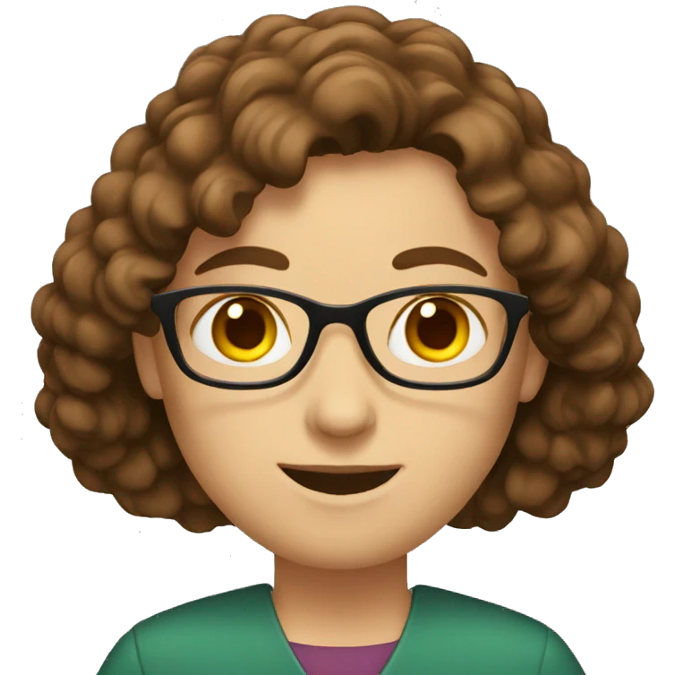 Teacher with brown hair emoji