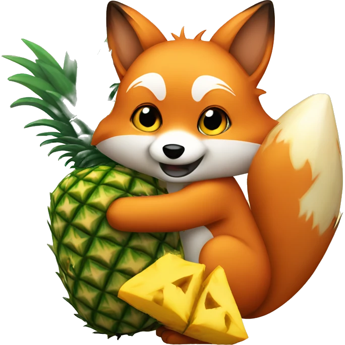 Fox hugging a pineapple emoji