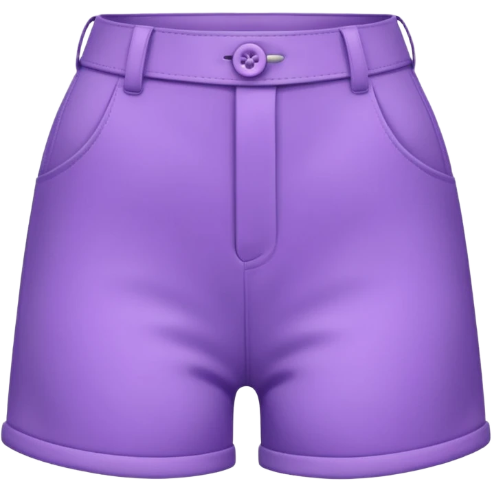 A 3D cartoon lavender-purple high-waist shorts with visible seams and buttons, soft shading, isolated plain background, Memoji-style. emoji